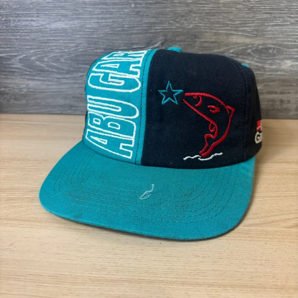 Vintage Abu‎ Garcia Hat Cap Snap Back Blue Fish Fishing K Prodcuts